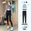 Crossed waist shark pants spring and autumn tight yoga pants high waist belly and hip lift elastic yoga pants outer wear leggings women