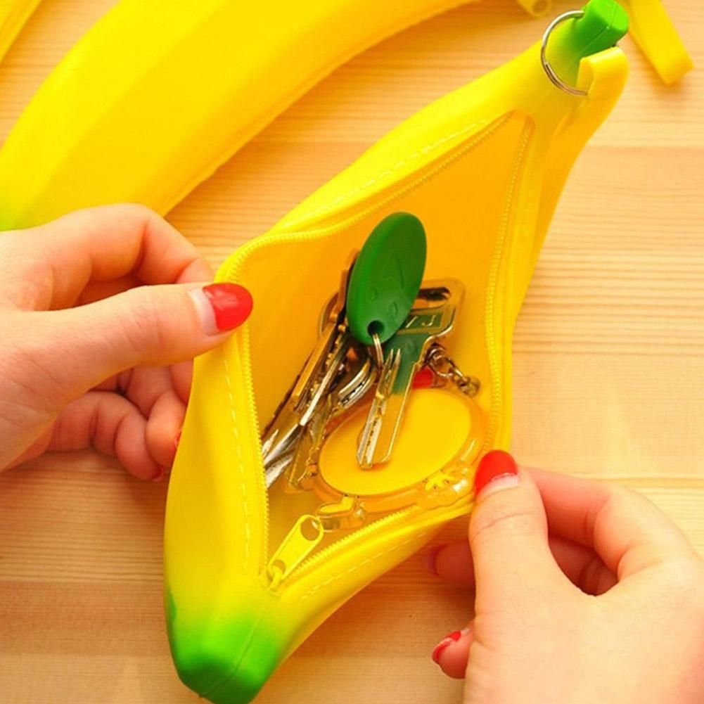 Cute Kawaii Banana Silicone Coin Purse Jelly Coin Purse Wallet Key Earphone Organizer School St Y4D9