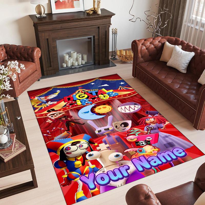 Personalized Crystal Velvet Carpet Custom Name Text,The Amazing Digital Circus Anti Slip Area Rug For Home Decoration