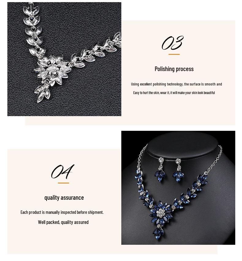 2022 Summer Retro Crystal Necklace & Earrings Set - European & American Fashion