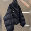 Women Cotton Winter Warm Short Puff Jacket Korean Design Irregular Cotton Coat Trend Loose Thicken Parkas Tide Black White