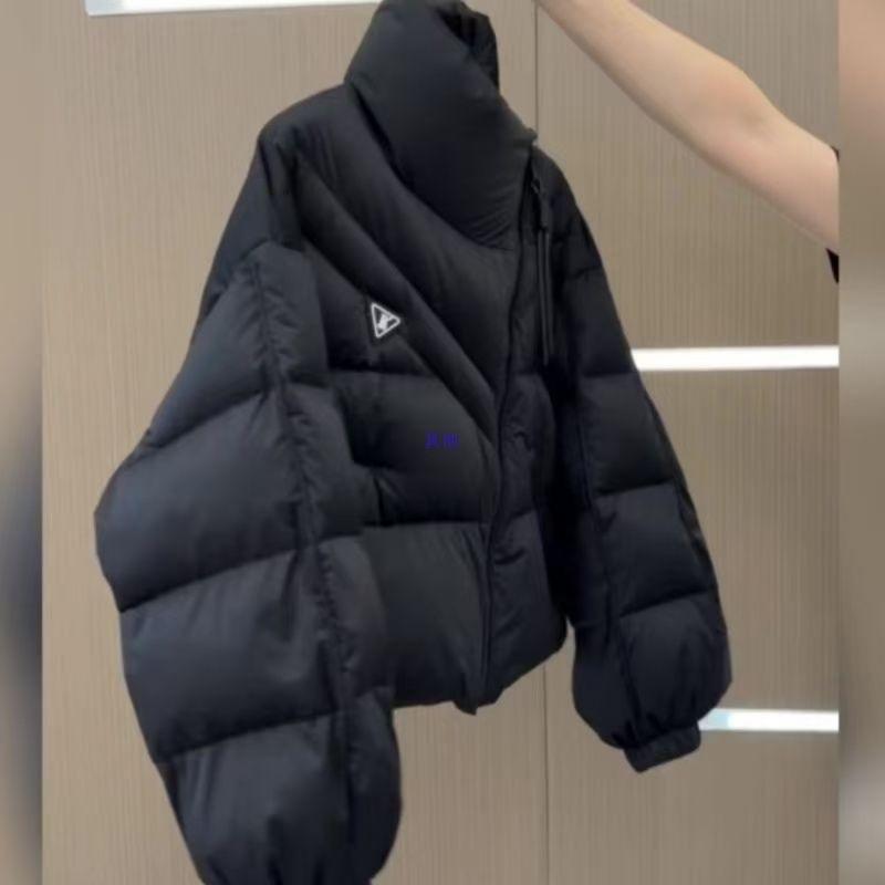 Women Cotton Winter Warm Short Puff Jacket Korean Design Irregular Cotton Coat Trend Loose Thicken Parkas Tide Black White