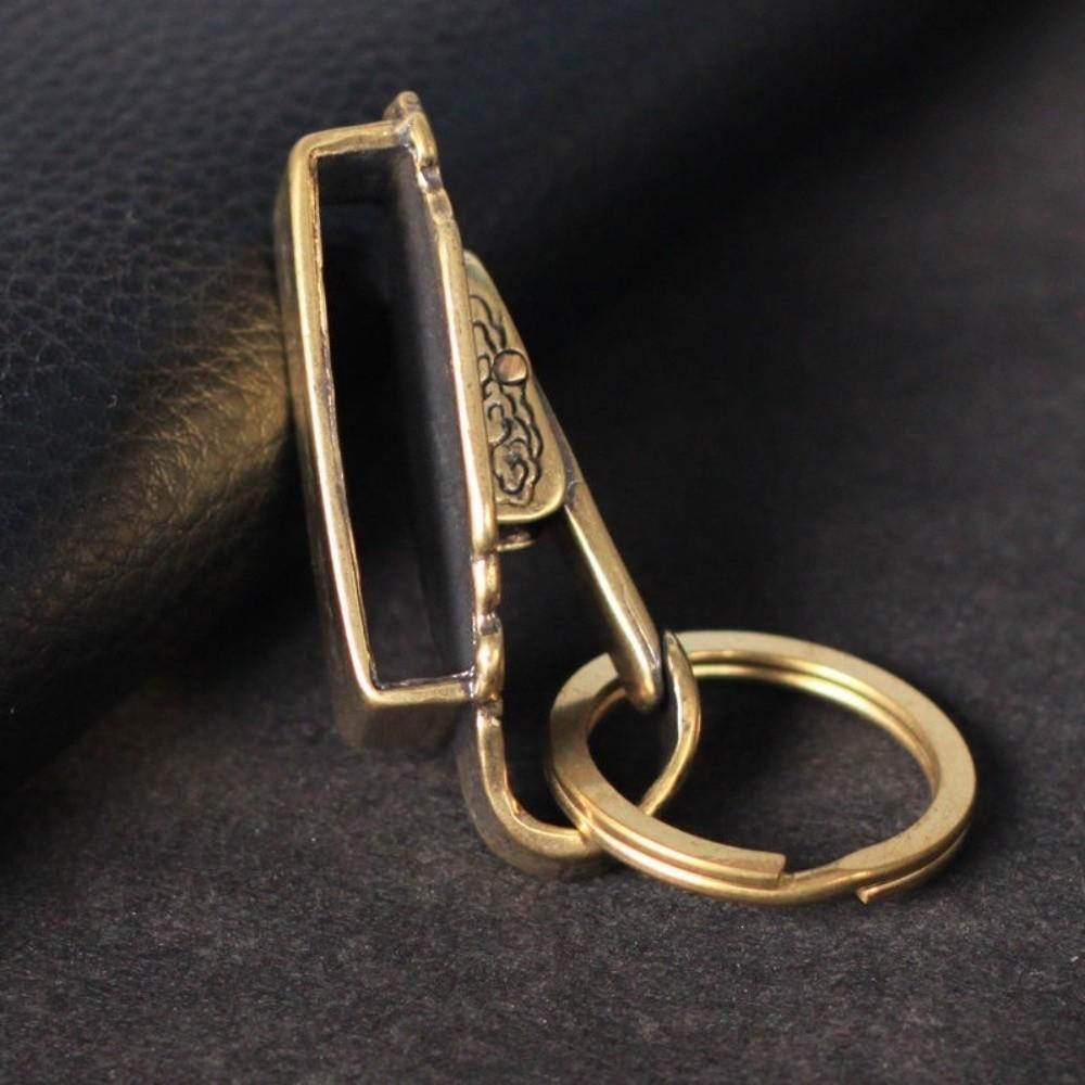 Portable Brass Keychain Buckles Retro Design Anti-Lost Metal Belt Buckle Vintage KeyRing Hook Chain