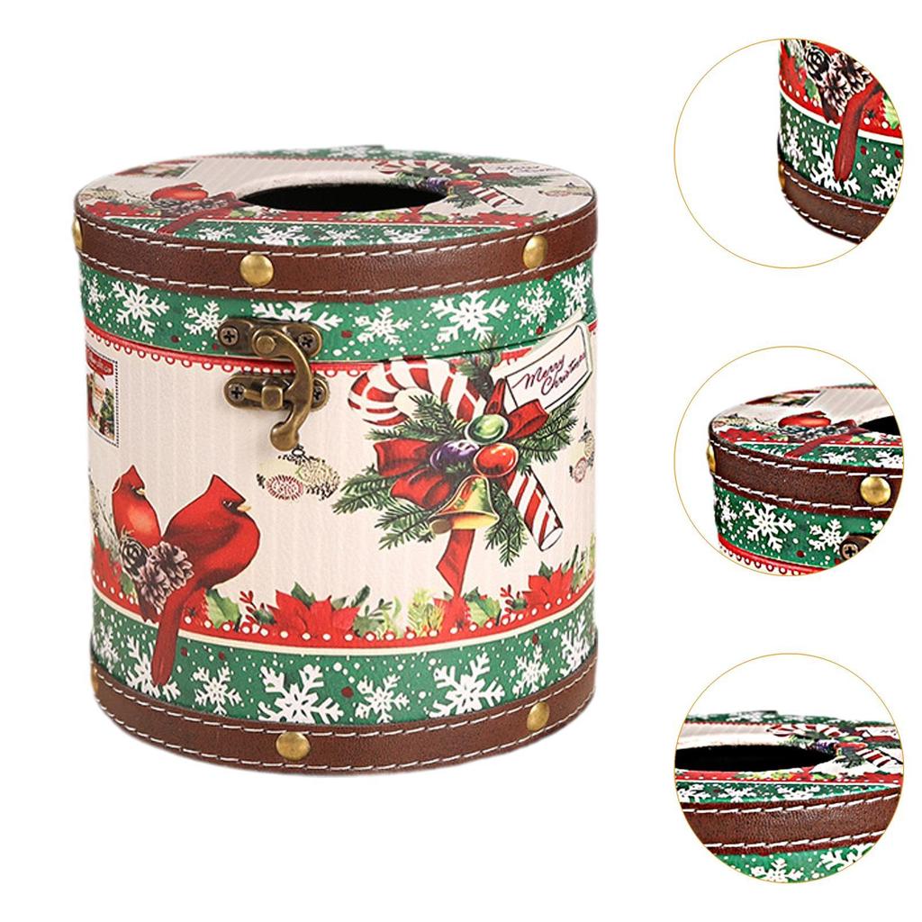Christmas Tissue Box Holder Round Tissue Box Creative Crafts Utility Decorative