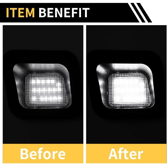 2 Pcs LED License Plate Light Tag Lamp Assembly for Dodge for Ram 1500 2500 3500 2003-2018 No.55078095AE White 6500K White Lens