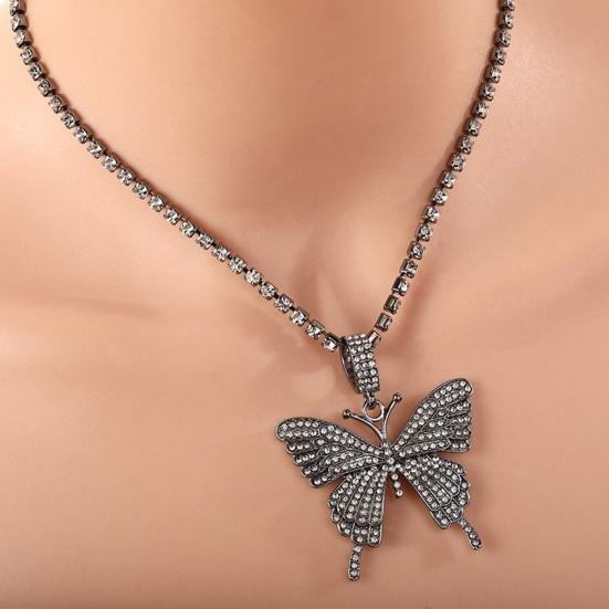 Women Butterfly Necklace with Full Diamond Pendant Choker