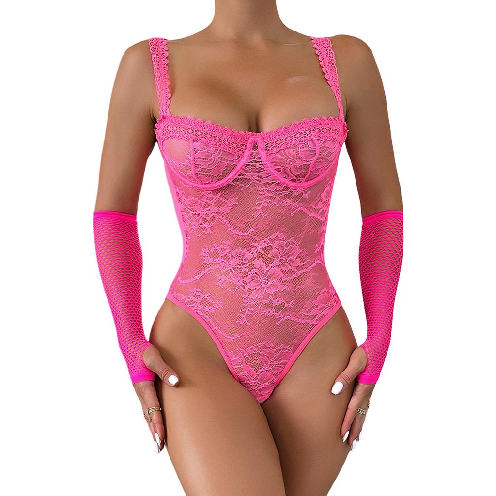 Kadın Dantel İç Çamaşırı Bodysuit Kolsuz File Şeffaf Tulum Bodycon Sırtı Açık Gecelik Egzotik Giyim Teddy