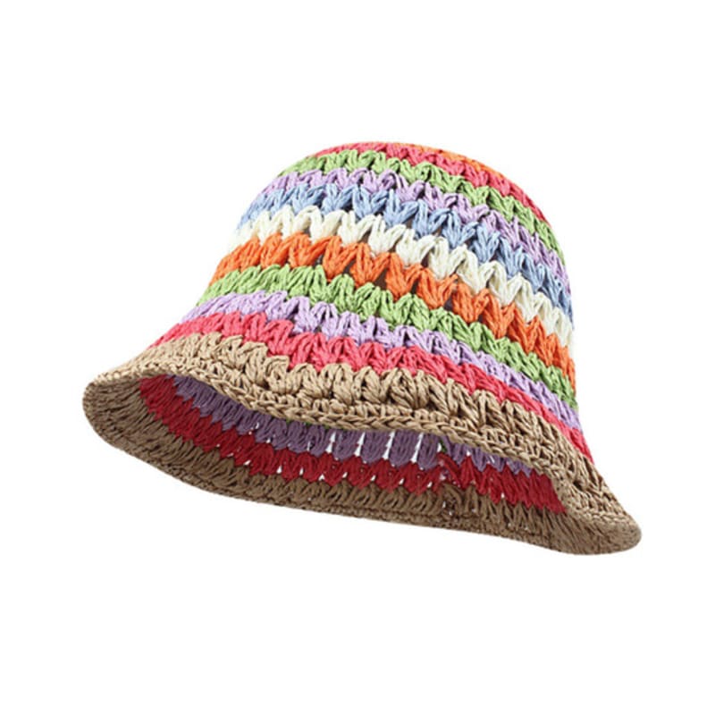 LOOKING4U Rainbow Rattan Bucket Hat C1 Brown