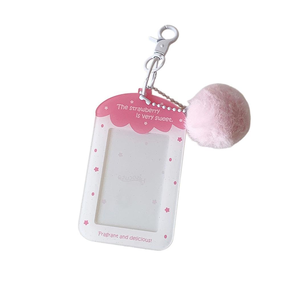 Fruit Strawberry Acrylic Photocard Holder with Keychain Card Protective Case Card Decor