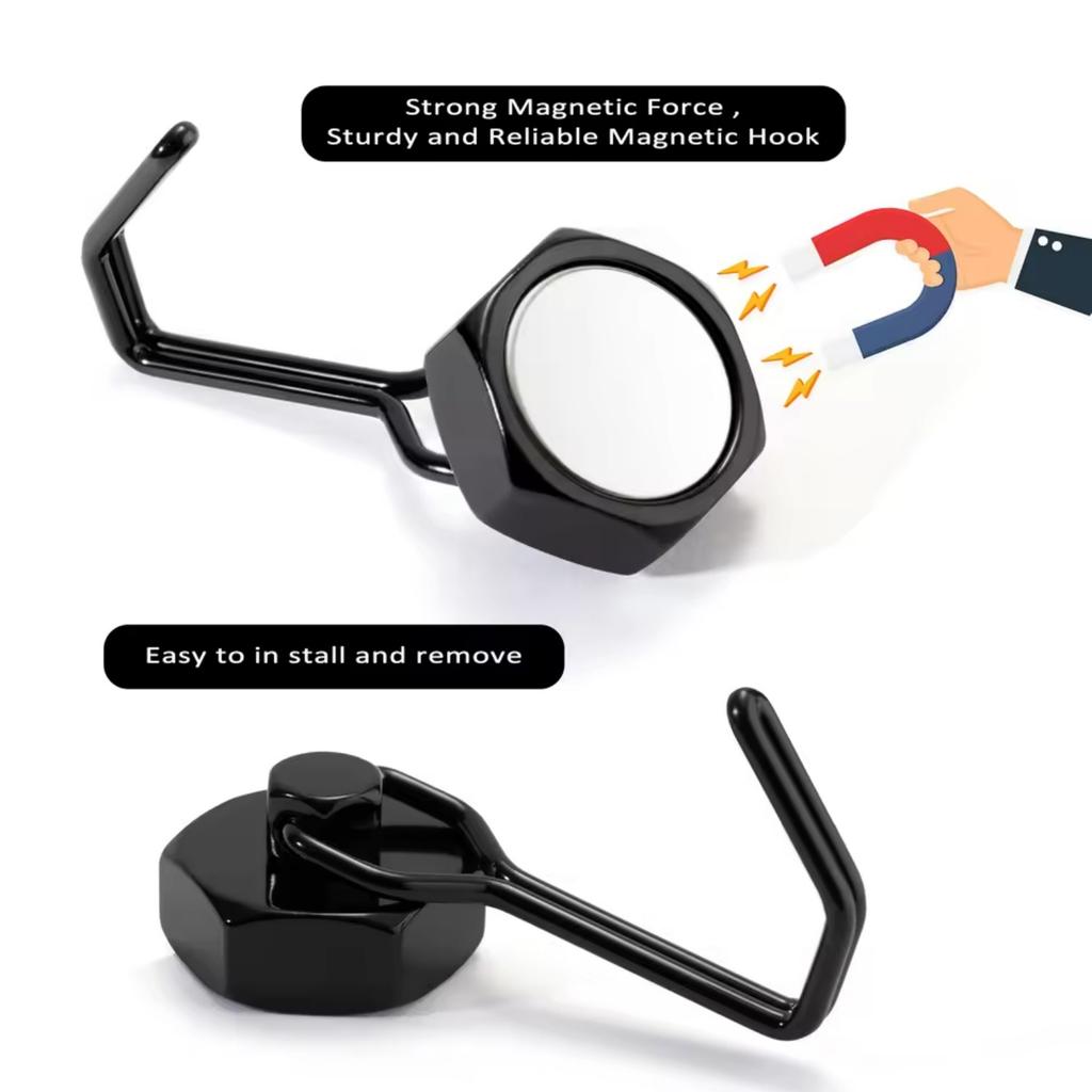 4pcs Strong Magnetic Hooks Home Kitchen Refrigerator Storage Holders Strong Permanent NdFeb Magnetic Hook Storing Supplies