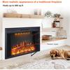 Valuxhome 35.63” W 27.5 H Electric Fireplace Insert with Low/High Temperature Settings, Movable Mesh Screen and Glass Door, 1-9H