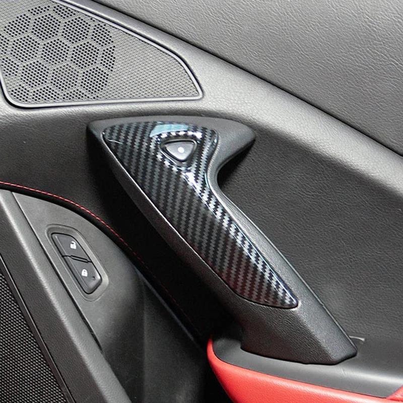 Only LHD! For Chevrolet Corvette C7 2014-2018 Car Accessories ABS Plastic Carbon Car Door Side Inner Armrest Cover Trim 2pcs