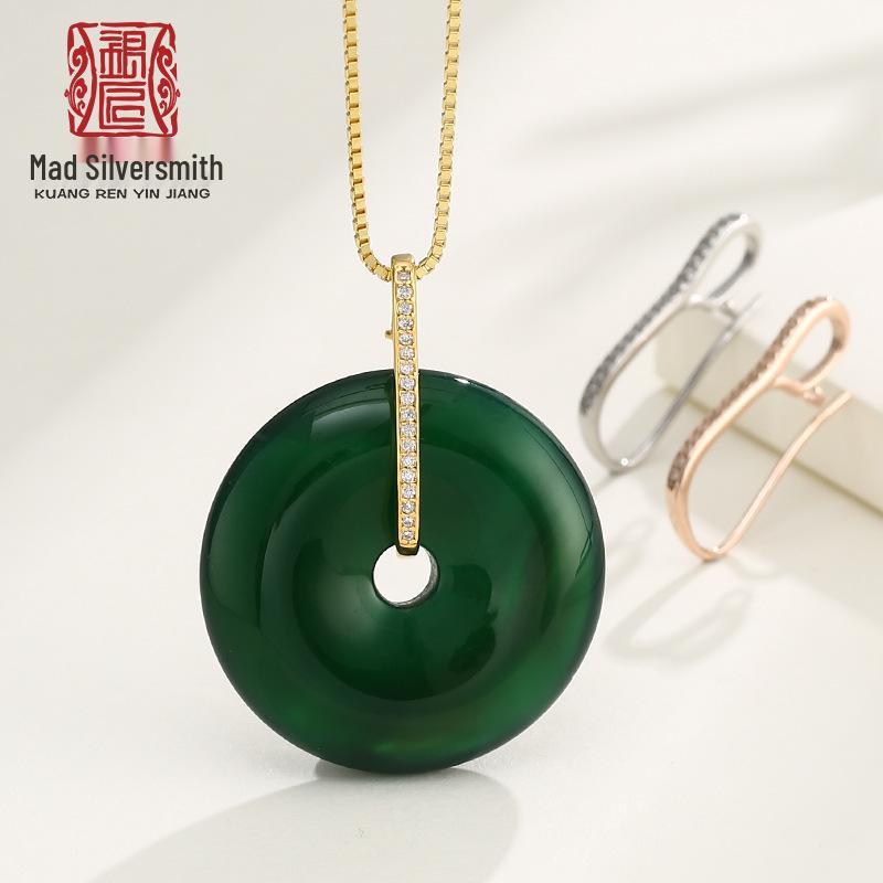 

18K Gold-Plated S925 Sterling Silver Jade Safety Buckle Pendant Clasp