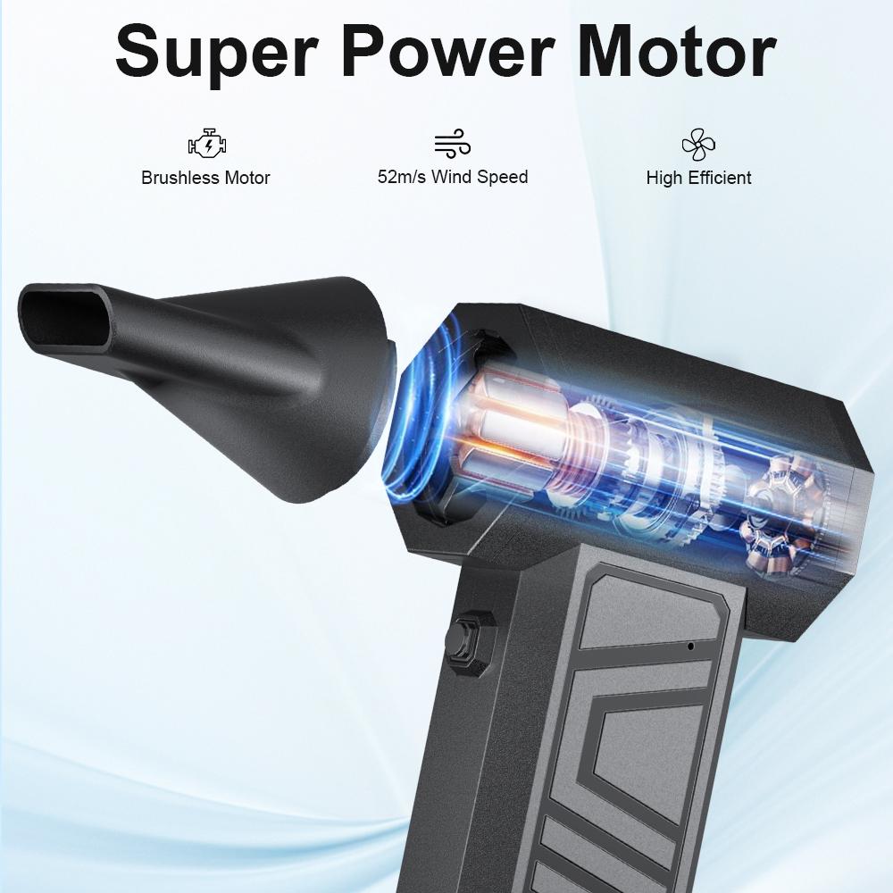 Type-C Charging Turbo Jet Fan 130000RPM Car Fan 5 Outlet Nozzles Portable Blowing Snow Cleaning Blower Tool Electric Air Duster