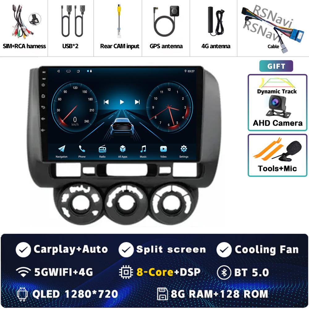 Android 14 Carplay Car Radio For Honda Fit Jazz City 2002 2003 2004 - 2007 Multimedia Video Player Navigation GPS Stereo 2Din BT