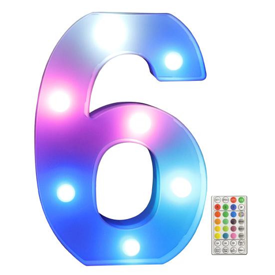 LED Number Lights Colorful with Remote 4 Flashing Modes 16Colors Light Party Wedding Birthday Decoration