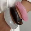 Salircon Vintage Round Resin Bangle for Women Big Irregular Wide Bracelet Ladies Bohemian Beach Acrylic Bracelet Bangles Jewelry