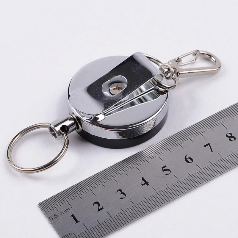 1pcs All Metal Easy Pull Buckle 4 High Resilient Telescopic Rope Key Ring Anti-theft Stretch Keychain