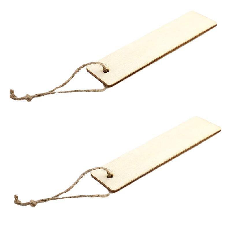 Wooden DIY Craft Bookmark - Unpolished Rectangular Hanging Tag