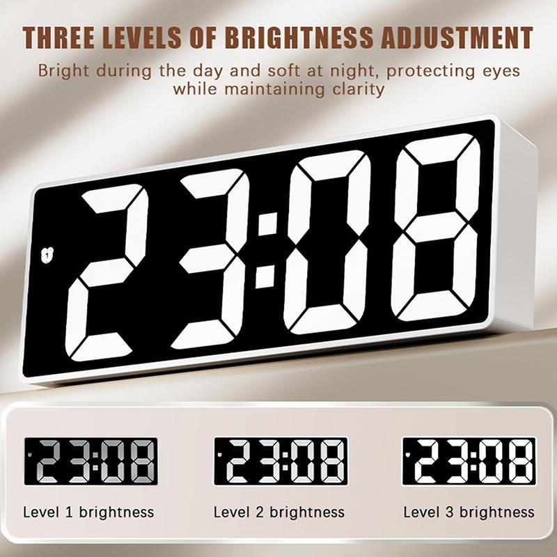 Digital Alarm Clock Led Electronic Clock Snooze Temperature Adjustable Brightness Control For Home Bedroom Office