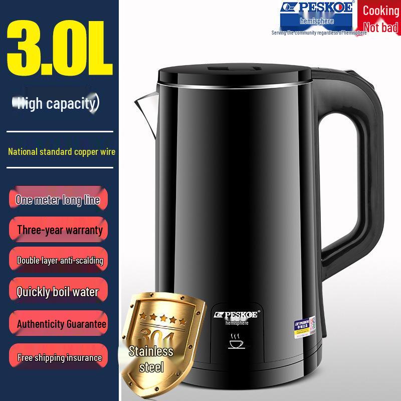 Large Capacity Stainless Steel Electric Kettle with Insulation and Auto Shut-Off