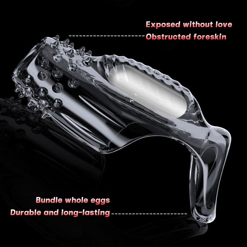 Men Vibrating Cock Ring Dildo Enlarger Penis Training Sex Toy Reusable Cock Sleeve Couple Vibrator Delay Ejaculation Erection