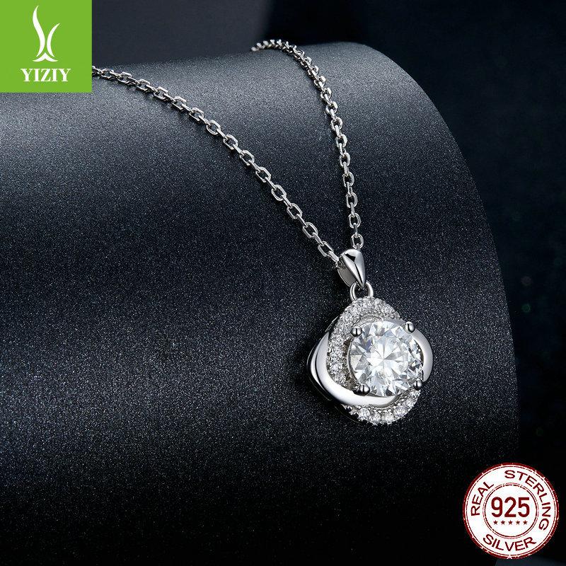 One Carat Mozzarella Diamond Necklace Noble And Elegant S925 Silver Collarbone Chain Jewelry Msn002