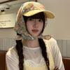Plaid Headscarf Baseball Hat Floral Triangle Headscarf Hat Driving Scarf Peaked Cap  Summer Outing