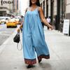 VONDA Women Summer Sleeveless Print Hem Casual Long Holiday Jumpsuits Overalls