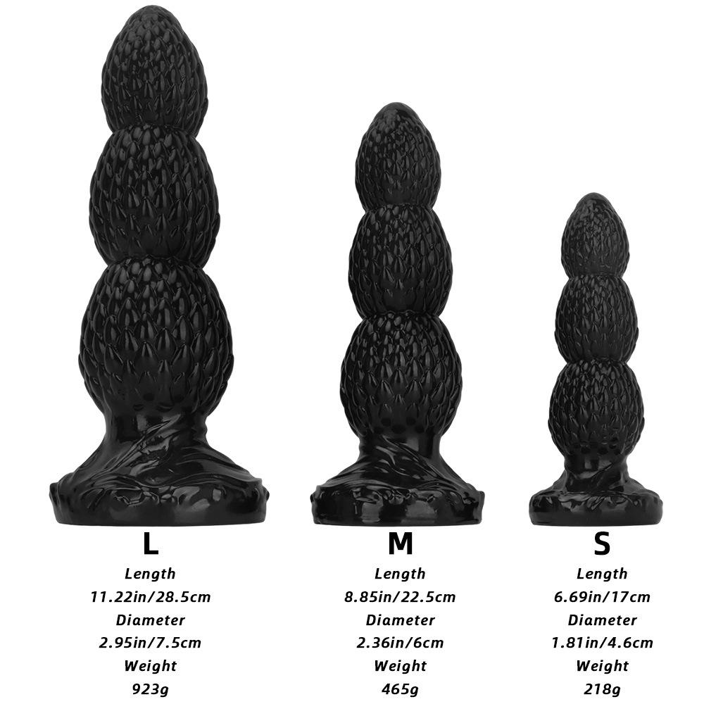 Black Pointed Oversized Bead Anal Plug Suction Cup Anal Sex Product, Erotic Extra Large Thick Fist Toy Anal Dilation Toy