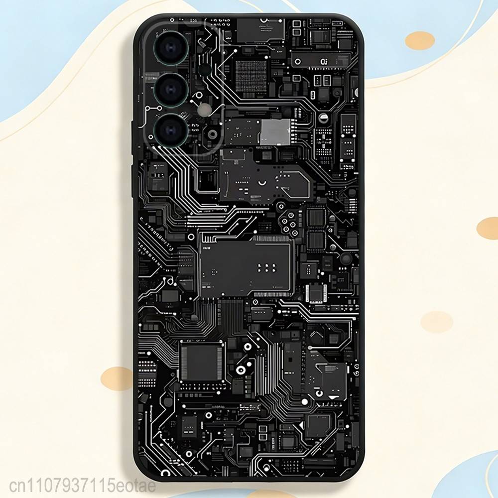 Imitation Circuit Board Pattern Phone Case For Samsung S25,S26,S24,S21,S22,S23,S30,Ultra,S20,Plus,Fe,Lite,5G Black Cover