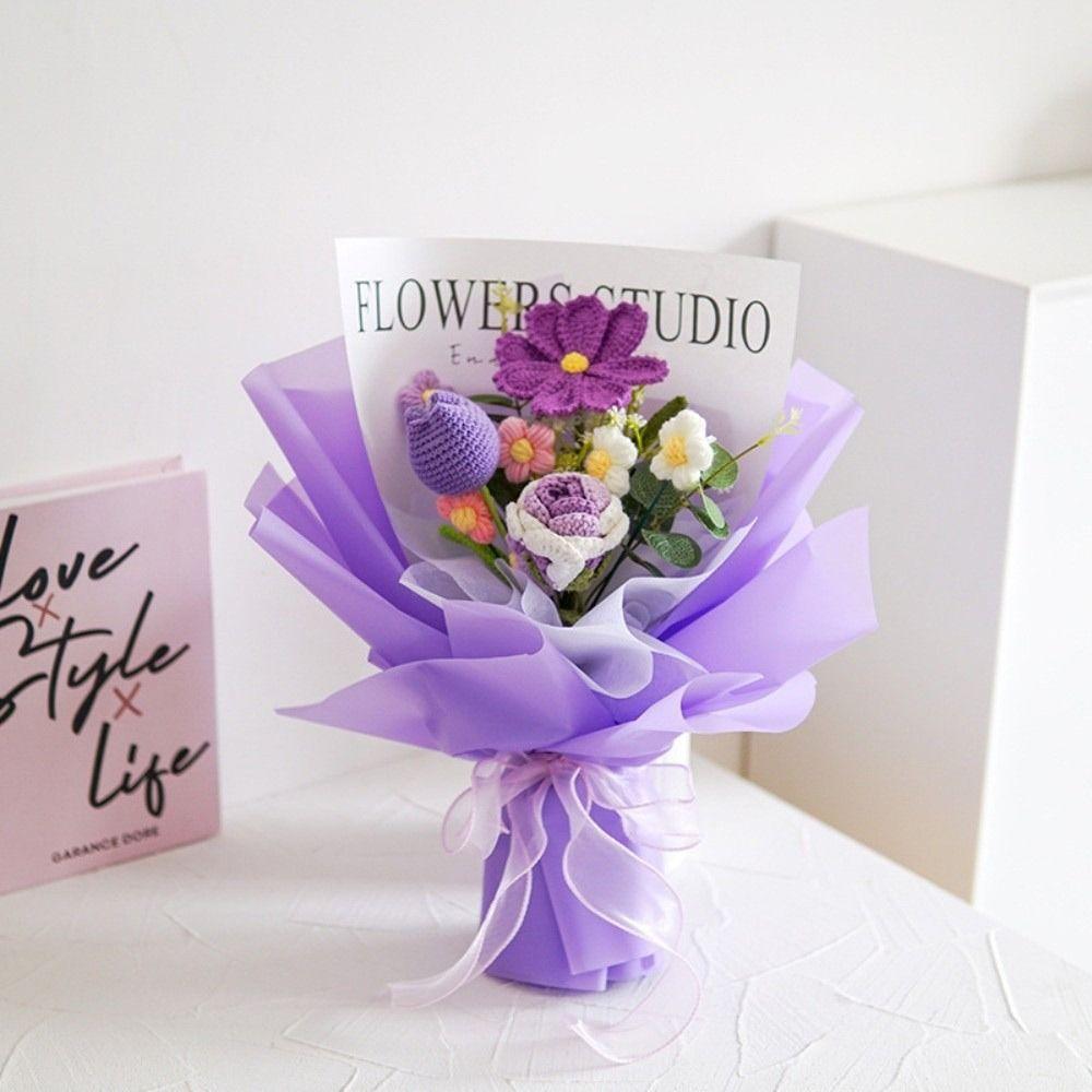 Handmade Gift Bouquet Roses Knitted Artificial Flowers New Knitted  Bouquets  Mother's Day