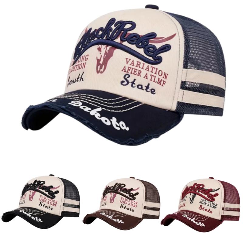 My Extreme Outdoor Activities Women's Navy Blue Western Cowboy Baseball Cap Trucker Hat Mesh Breathable Dad Hat Adjustable Snapback Distressed Casual Hat For Men