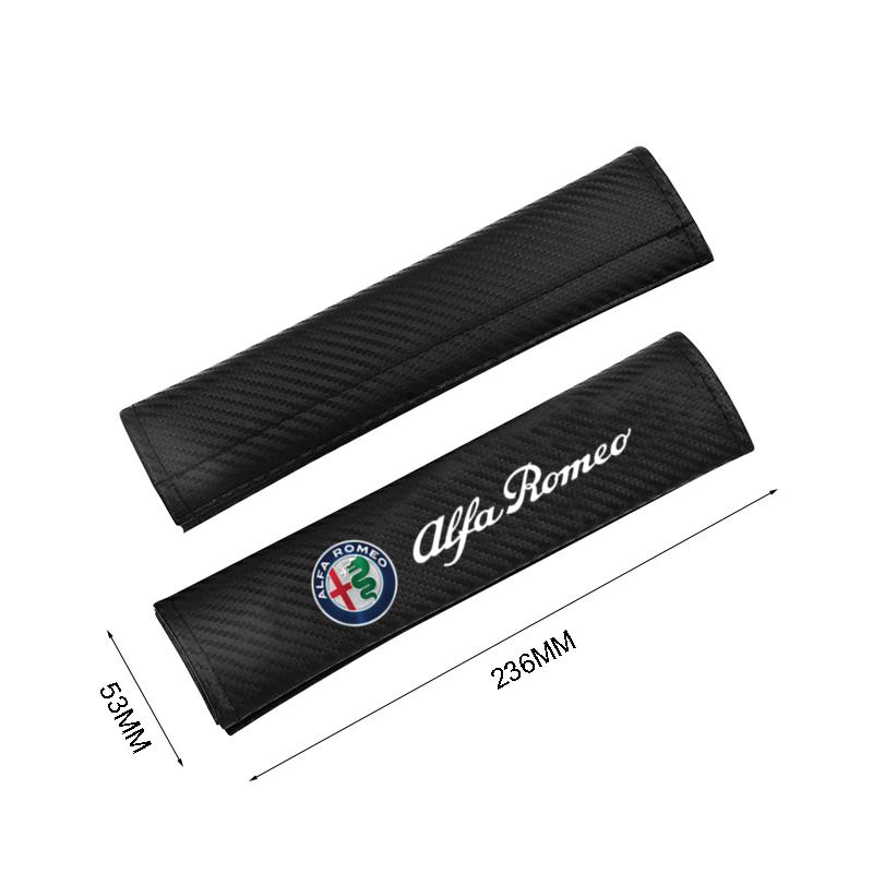 Carbon Fiber Car Seat Belt Pads Seat Shoulder Strap Pad Cover For Alfa Romeo Giulia Stelvio MiTo Giulietta Tonale ALFA 4C Disco