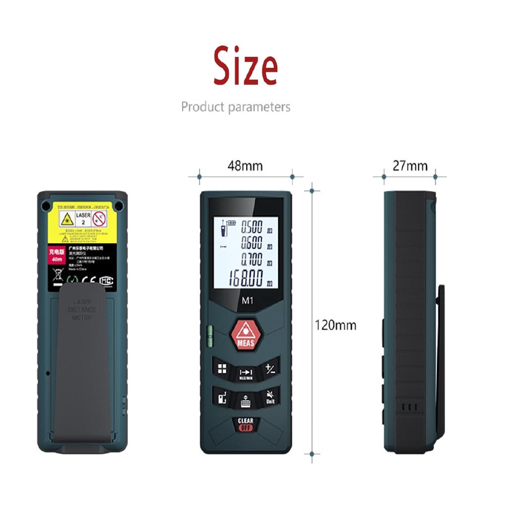 Digital Laser Distance Meter 40/60/80/100m Area Volume Pythagorean Measure Tool IP65 Protection Front and Rear Benchmark