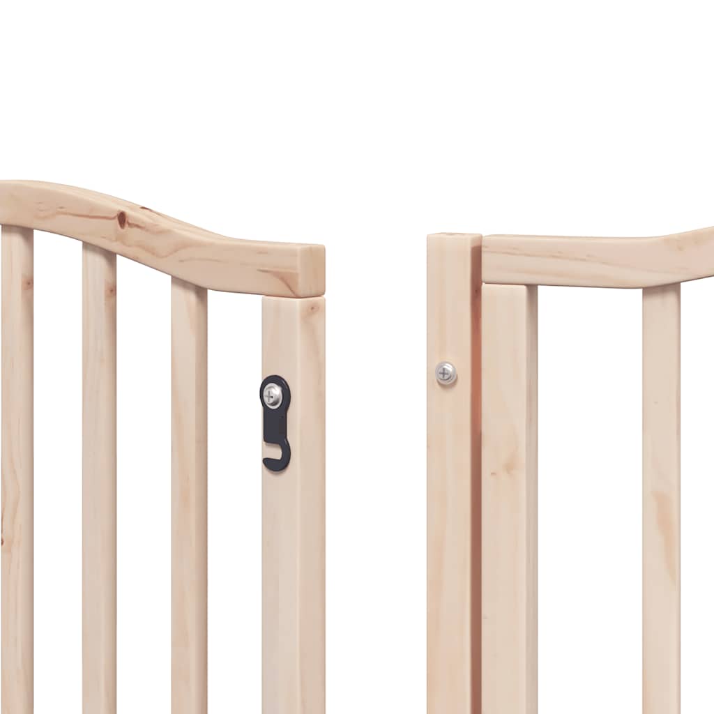 12 Piece Foldable Dog Gate with Door 600 cm Poplar Wood