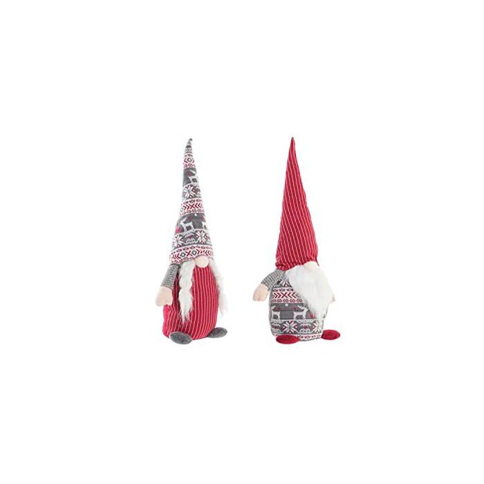 Ornement de Noël - DKD Home Decor - Blanc, rouge et gris - Polyester - 24x14x58 cm - Décoration de saison - 1.68 kg
