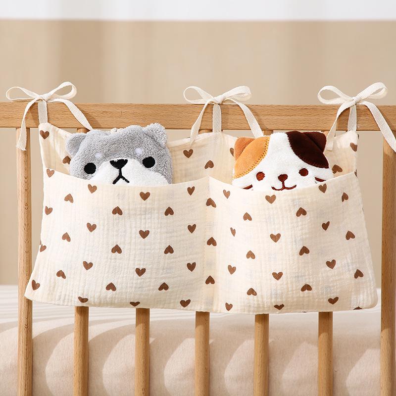 Baby Crib Organizer Cot Caddy Bed Storage Bag 2 Pockets Bedside Hanging Diaper Nursery Toys Bag Diapers Stroller Organize