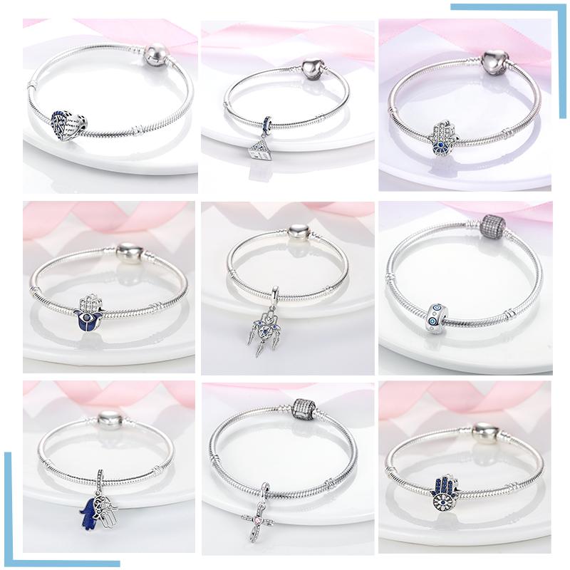 Copper Blue Eyes And Palm Charms Crucifixion Beads Women Girlfriends Jewelry Gift