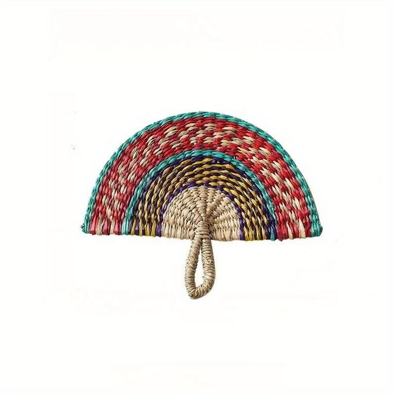 1 Pezzo Ventaglio decorativo intrecciato in erba marina fatto a mano in stile nordico per decorazione esterna e domestica, regalo per le feste