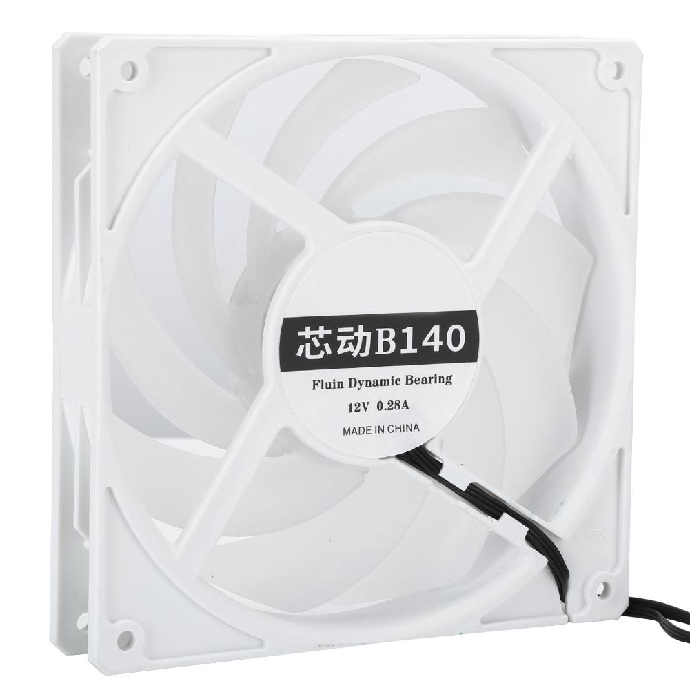 14cm 2000RPM Cooling Fan Low Noise Cooler 4‑Pin PWM Header Interface for ARGB Desktop ComputerWhite