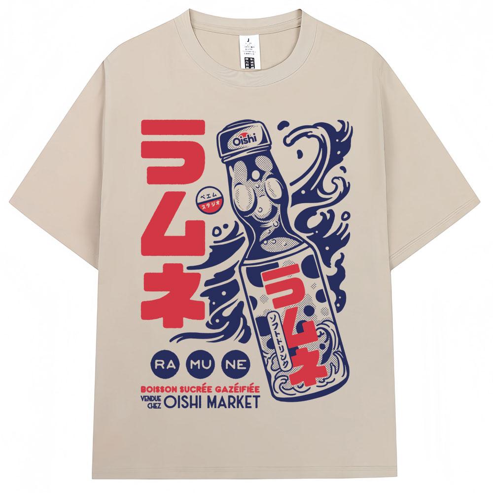 Japoński Styl Fala Hokkaido Vintage Koszulka Mężczyźni Kobiety Harajuku Moda Wysokiej Jakości Koszulki Oversize Bawełniane Letnia Koszulka