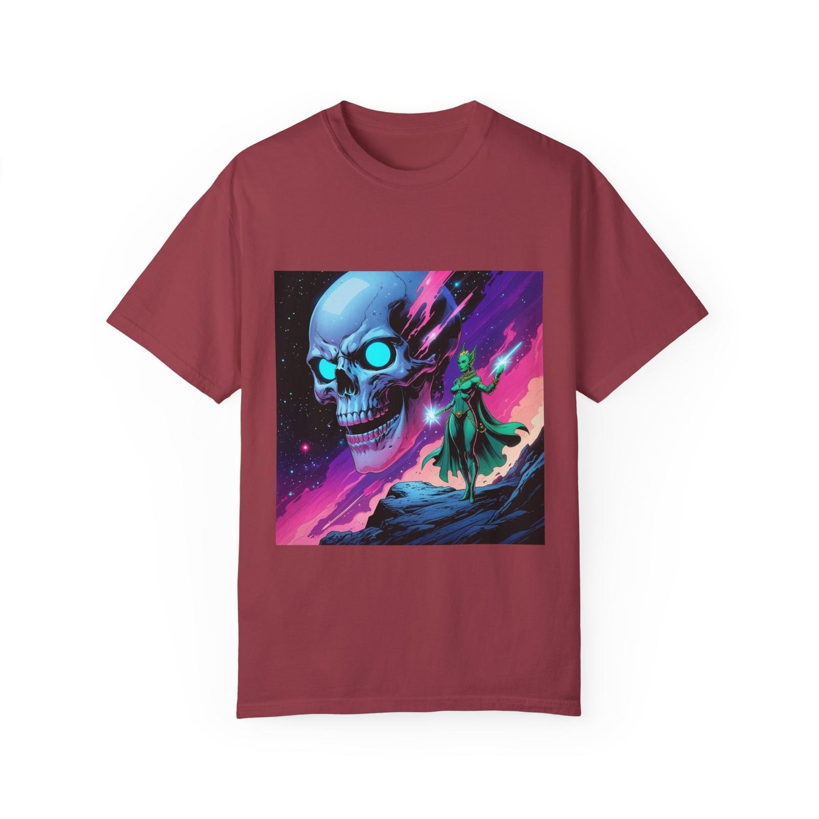 GALACTIC REQUIEM Cosmic Skull Graphic Tee, Unisex T-shirt for Sci-Fi Lovers S