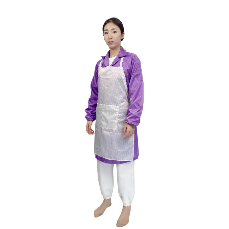 Anti-static Dustproof Apron with Striped Sleeves for Electronic Workshops