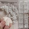 Bright Pearl Nail Art Set: White Flat-Bottom Half-Round Pearls In Mixed Sizes