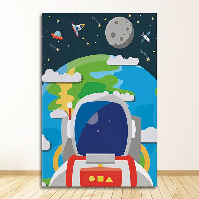 Posters And Prints Wall Pictures Baby Kids Room Decor Custom Name Astronaut Alphabet Numbers Nursery Wall Art Canvas Painting