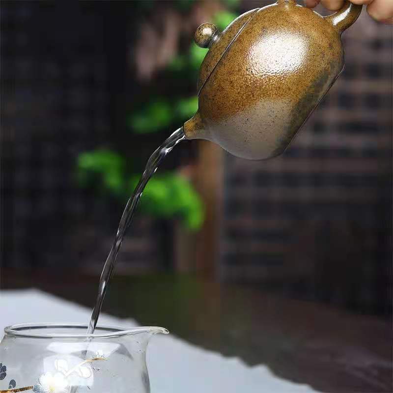 Chinesische Teekanne Yixing Lila Tontopf Rohes Erz Sesamfragment Schlamm Holzbefeuerter Xishi Topf Teekanne Teeset