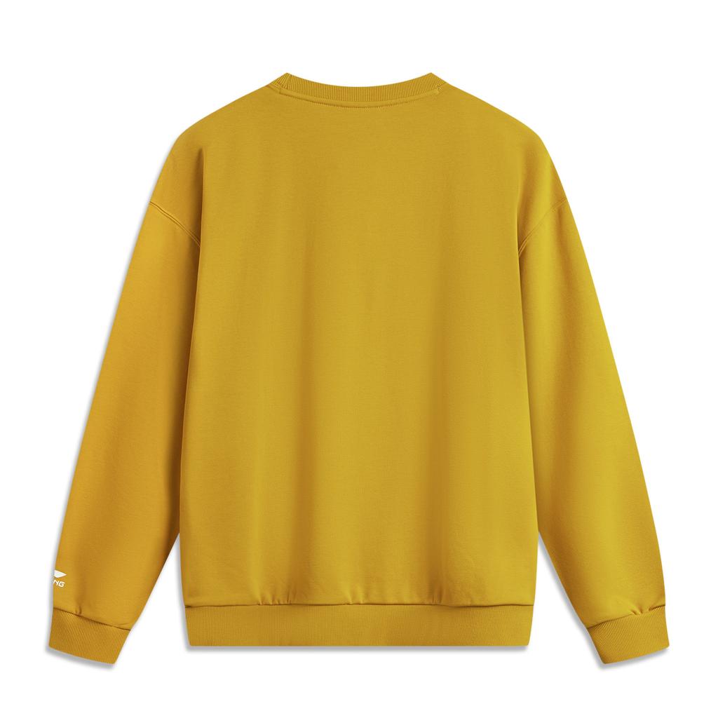 Li Ning Sports Lifestyle Series Pullover Comfortable Long Sleeve Round Neck Sweatshirt Unisex Sweatshirt Palm-Gold AWDUB69-5