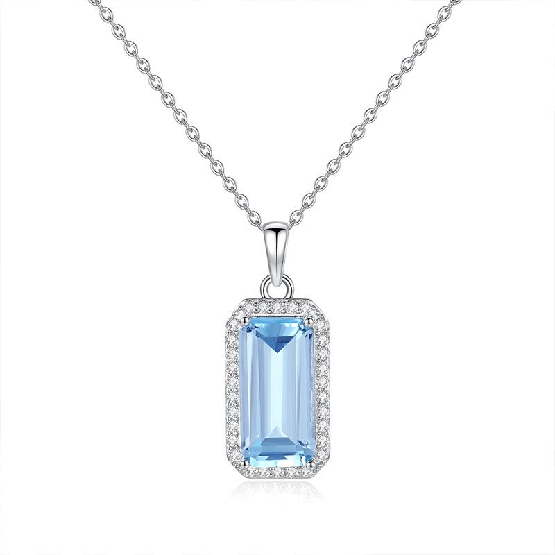 Natürlicher Amethyst Citrin Anhänger S925 Sterling Silber Halskette Damen Europäischer und Amerikanischer Stil Hochwertiger Farbstein Anhänger Mode Geschenk