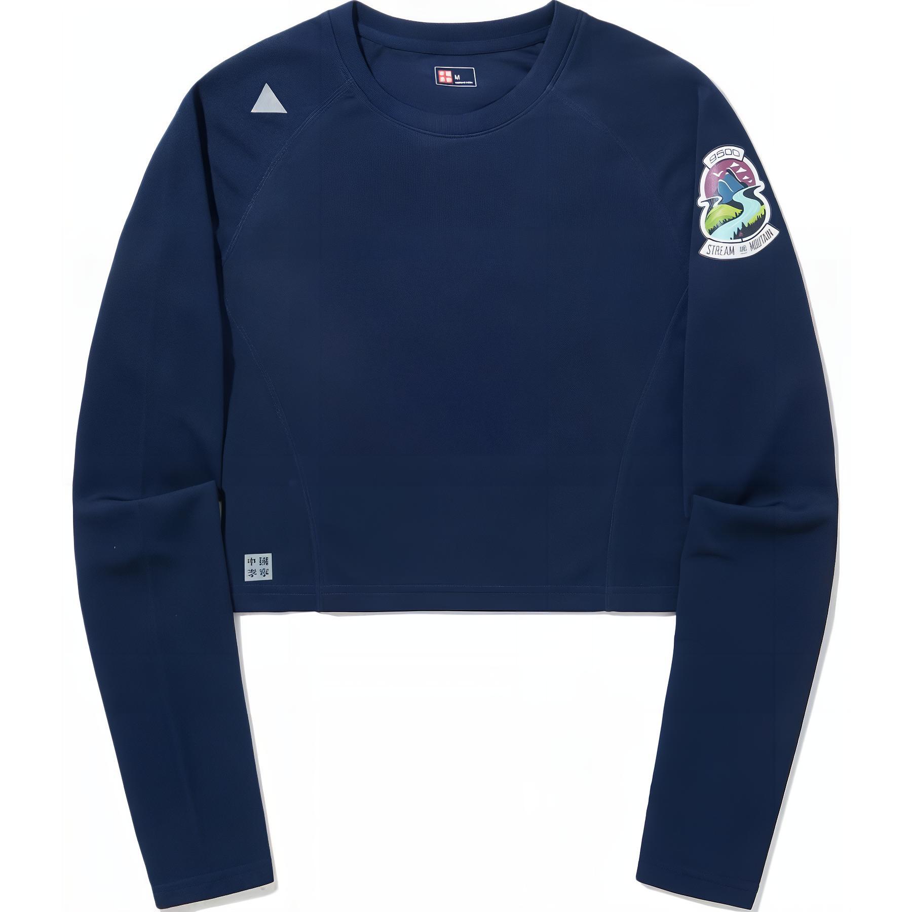 

Футболка Li Ning Outdoor Series с цветными буквами и круглым вырезом, удобная дышащая, женские топы, темно-синего цвета AHSUE76-1 L